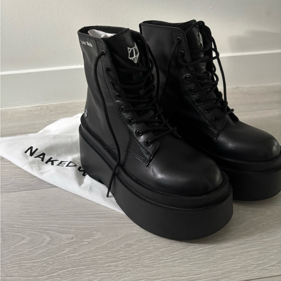 Naked Wolfe Black Platform Ankle Boots - Picture 4 of 15